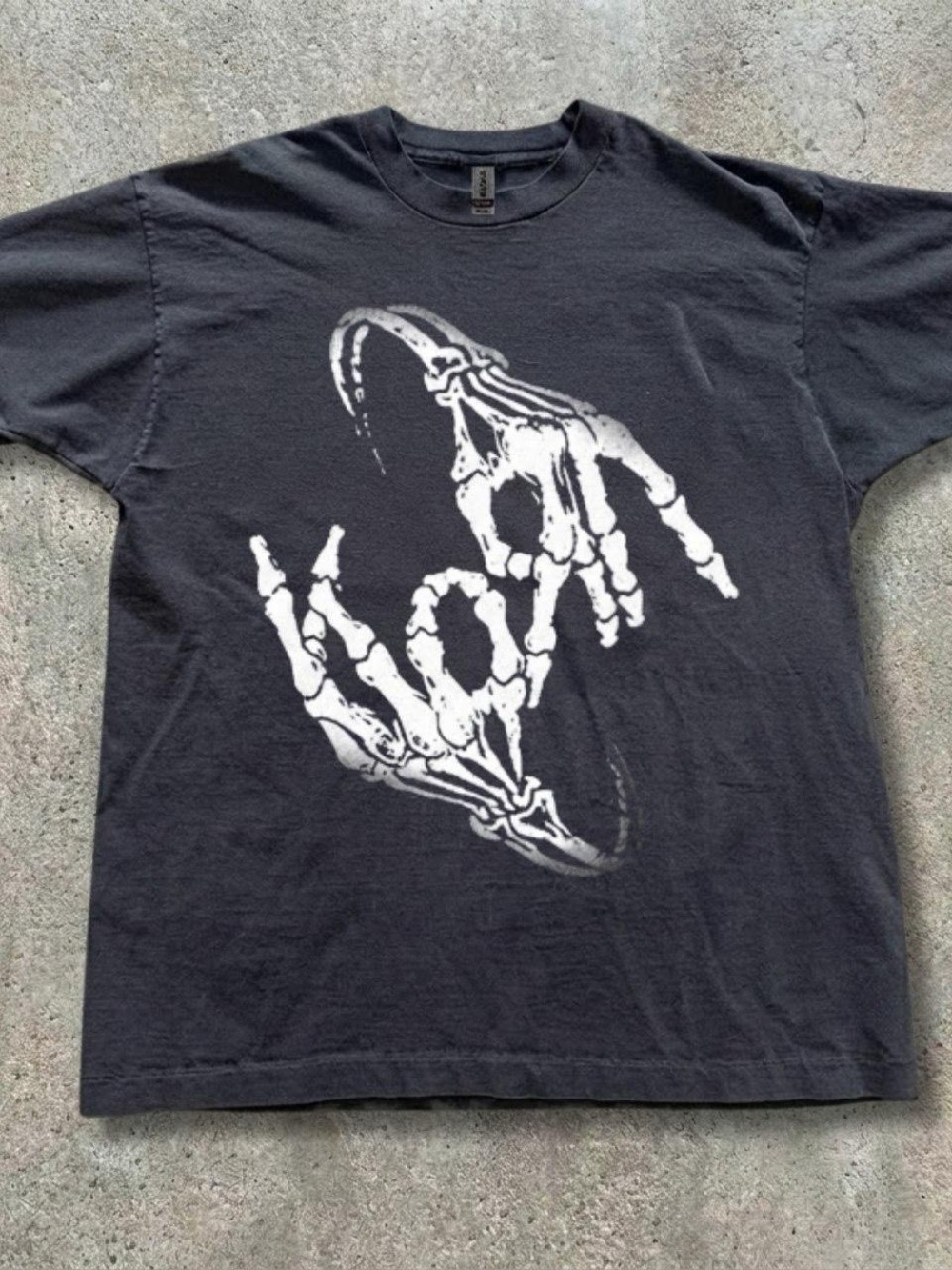 Gildan Black Short-Sleeve Tee with White Skeleton Hand Graphic